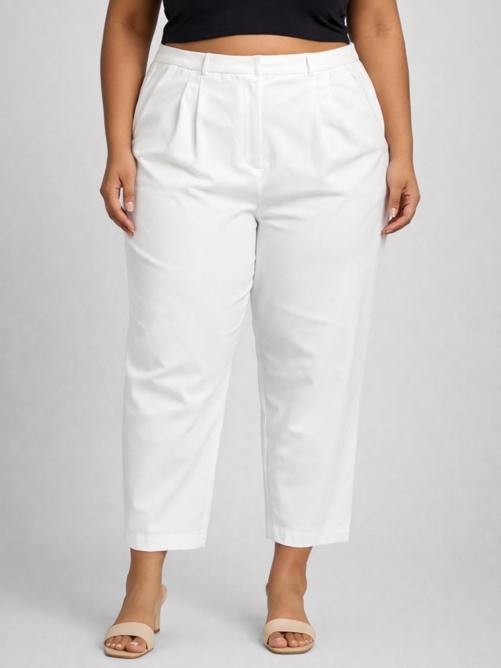 NWT LILY MORGAN White Pinch Pleat Pants Large 3X